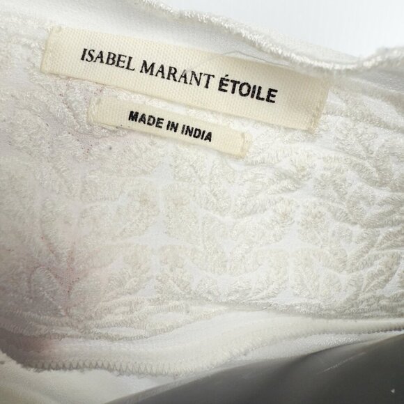 ISABEL MARANT Etoile Sheer Ruffles Sleeves Boho White Embroided Blouse Top sz M - Picture 4 of 7